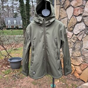 Free Soldier Men’s Olive Green Softshell Tactical Jacket Fleece Lined Hooded XL